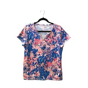 TALBOTS Graphic Blue, White, and Pink NWOT Short Sleeve TeeSize Large